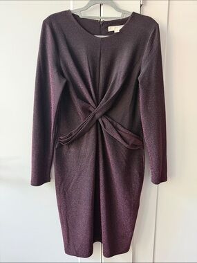 MICHAEL Michael Kors Long-Sleeve Twist Front Dress in Plum